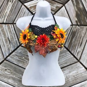 Sunflower Boho Festival Decorated Bra Top Costume